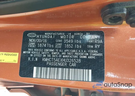 2017 Hyundai Accent Se из США, поврежденный, VIN KMHCT5AEXHU326528